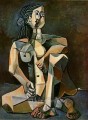 Woman naked crouching 1956 cubist Pablo Picasso